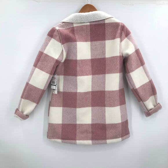 Kensie Girl Plaid Front Button Jacket Long Sleeves Pink White Size 14/16 NWT - Picture 2 of 6